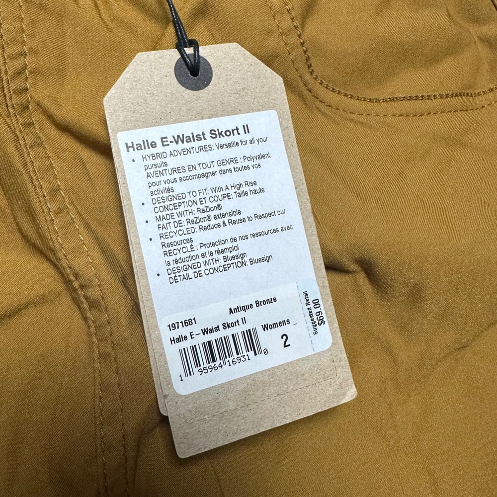 Prana Halle E-Waist Skort II Antique Bronze Brown Hiking Skirt Womens Size 2 NEW - Picture 4 of 4